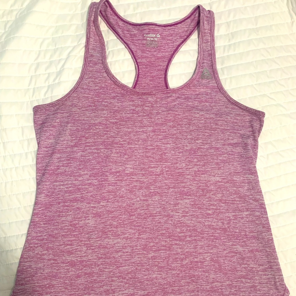 Women’s Reebok Scoop Neck Racerback Heather Purple Workout Tank Top Size Medium